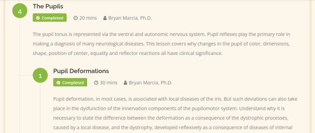 Module 4, The Pupils, with the Pupil Deformations lesson description.